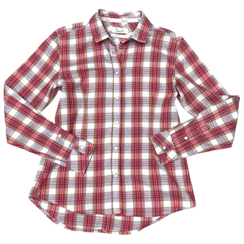 Purnell Red Plaid Button-Up Shirt Pearl Snap Cotton Western Style Size Medium - Picture 9 of 10